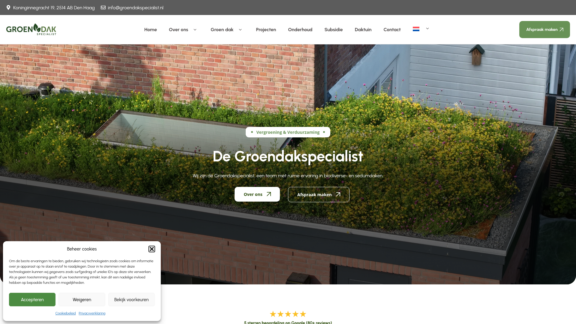 Screenshot van groendakspecialist.nl