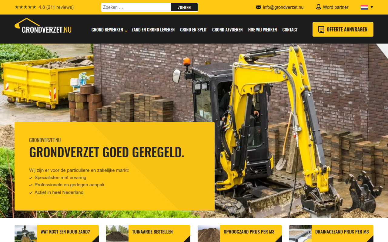 Screenshot van grondverzet.nu