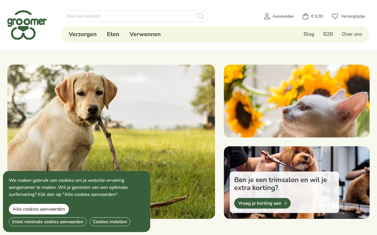 Screenshot van groomer.be