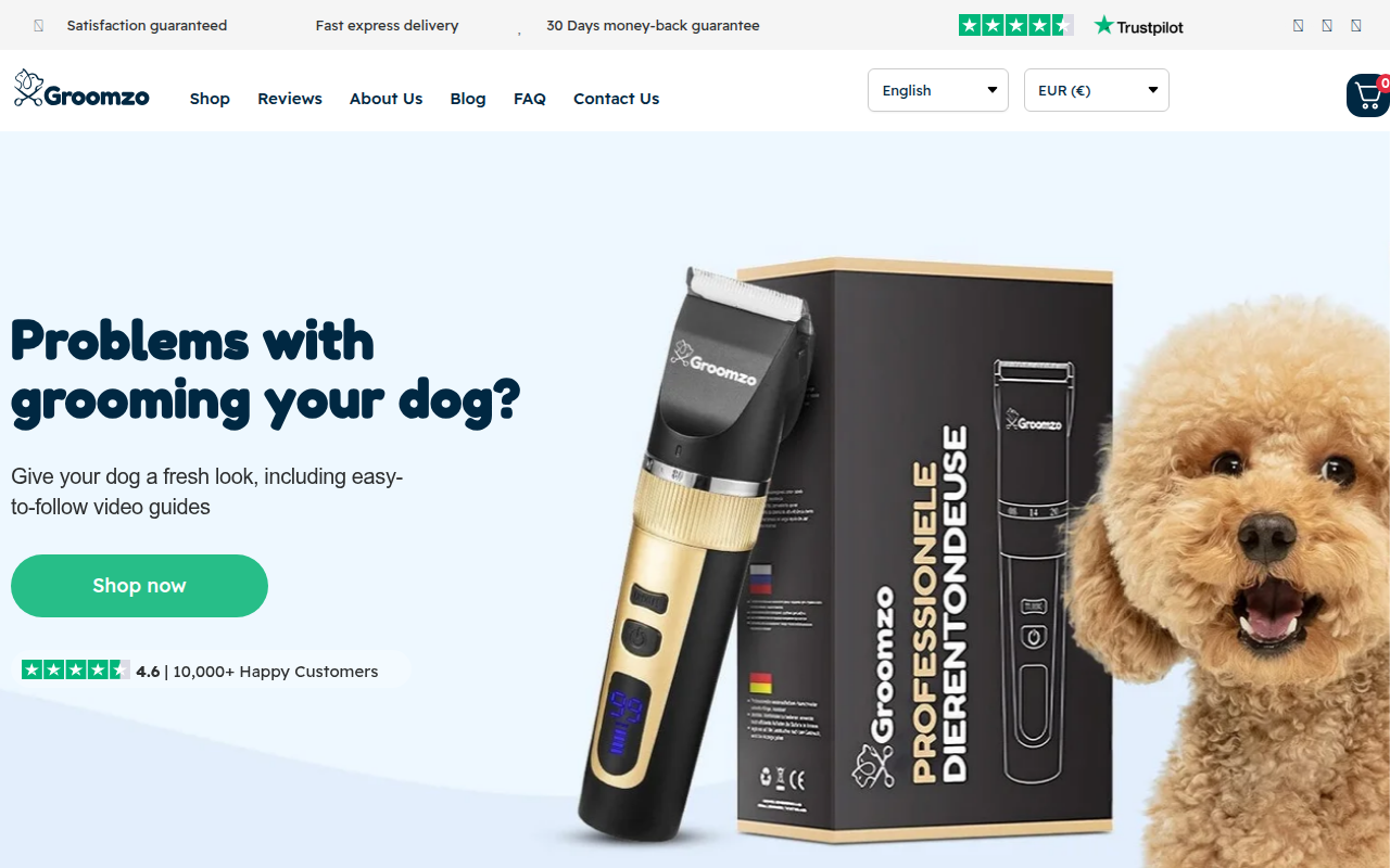 Screenshot van groomzo.com