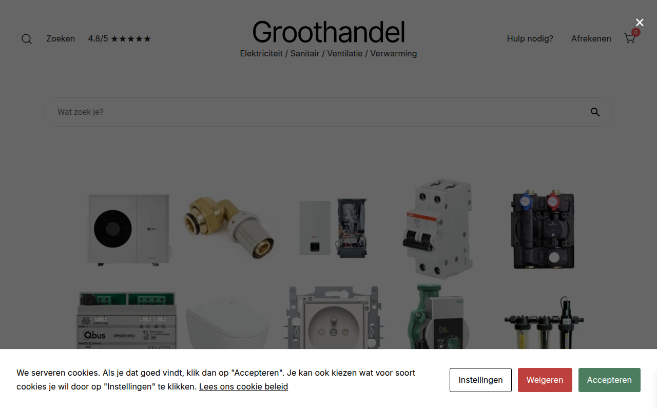 Screenshot van groothandel.be