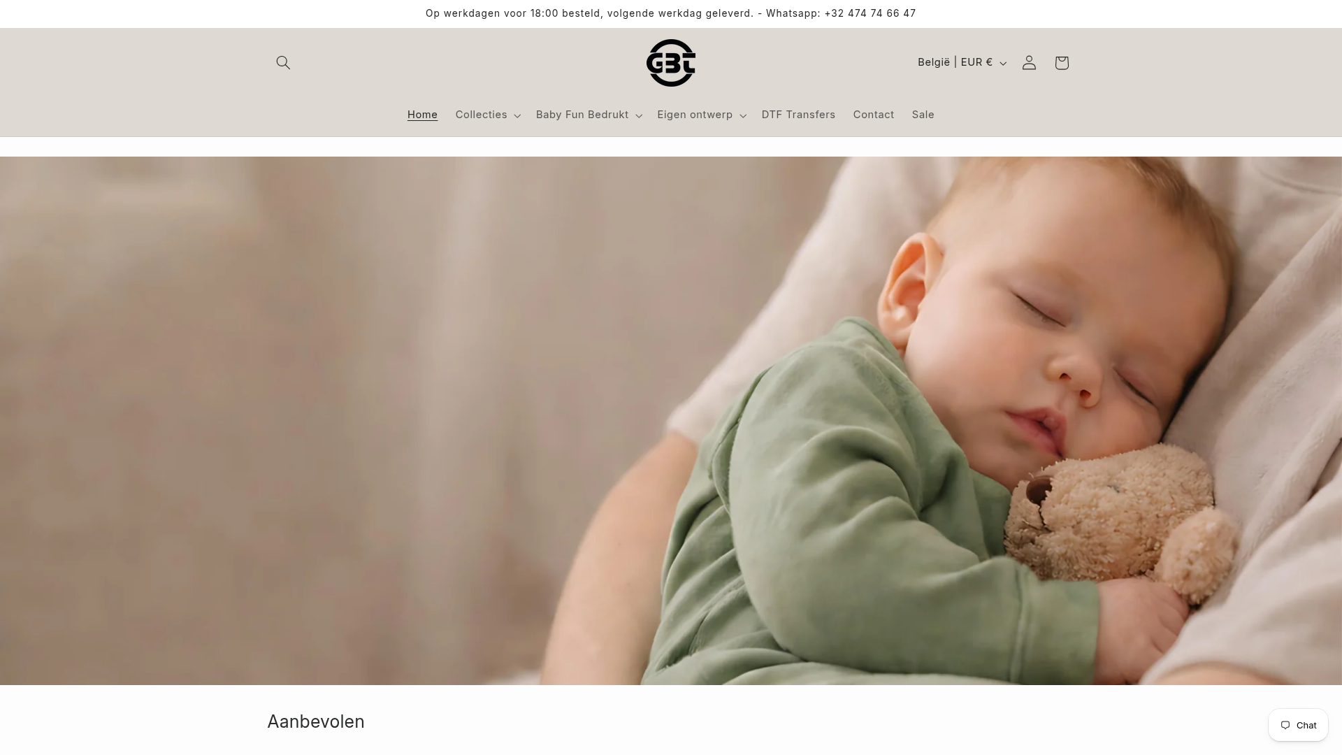 Screenshot van groothandelbabytextiel.nl
