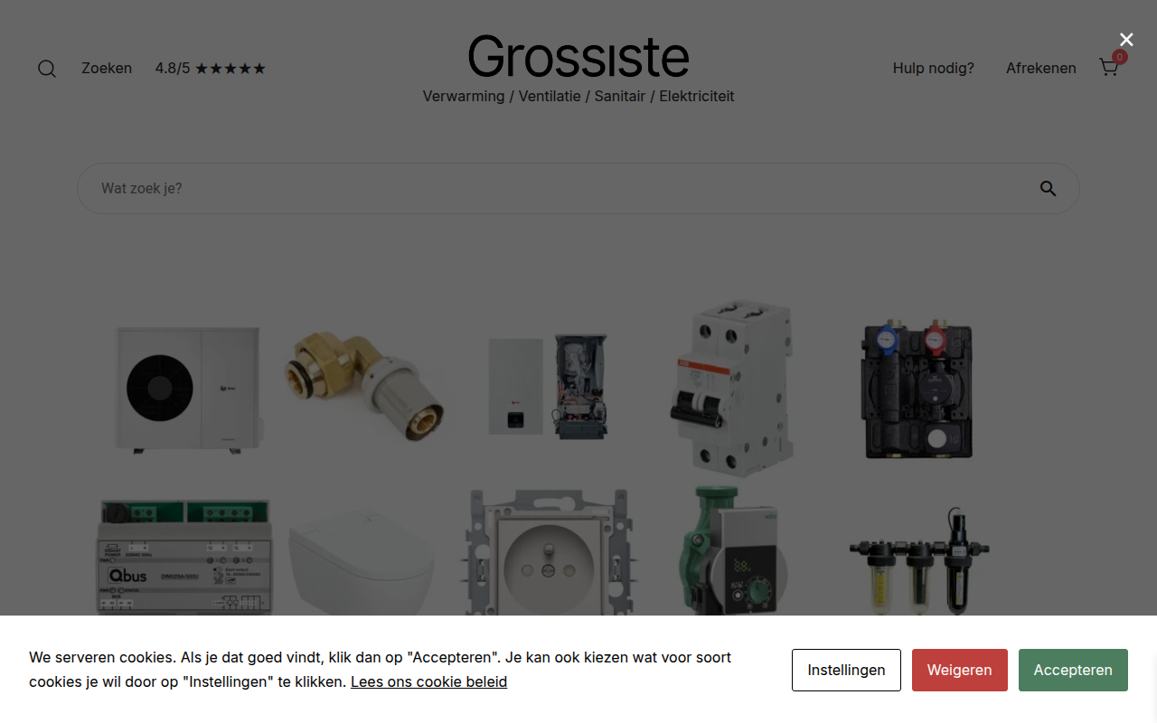 Screenshot van grossiste.be
