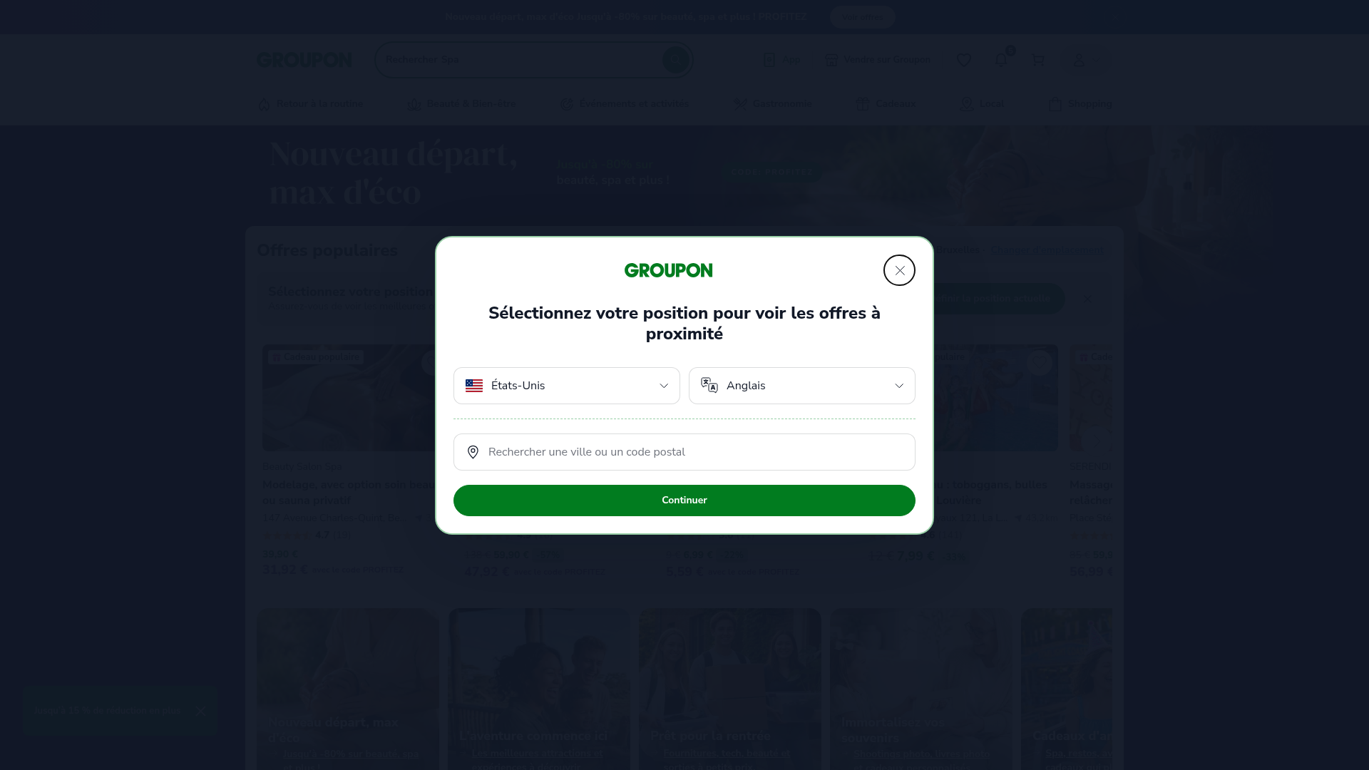 Screenshot van groupon.be