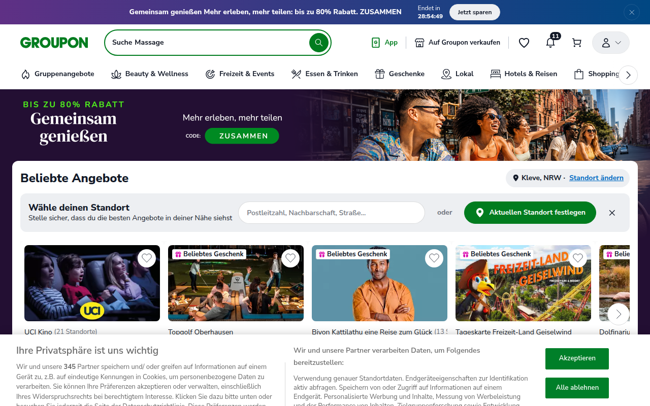 Screenshot van groupon.de