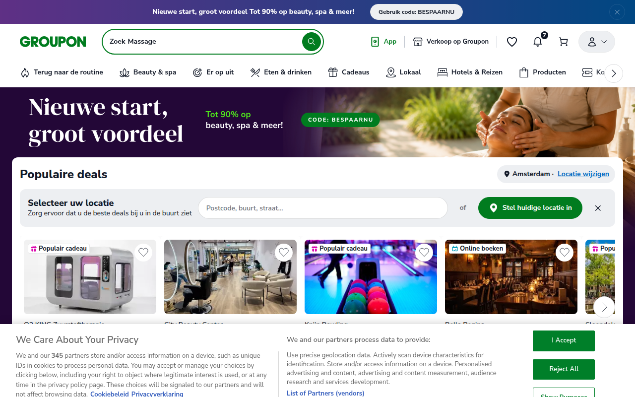 Screenshot van groupon.nl