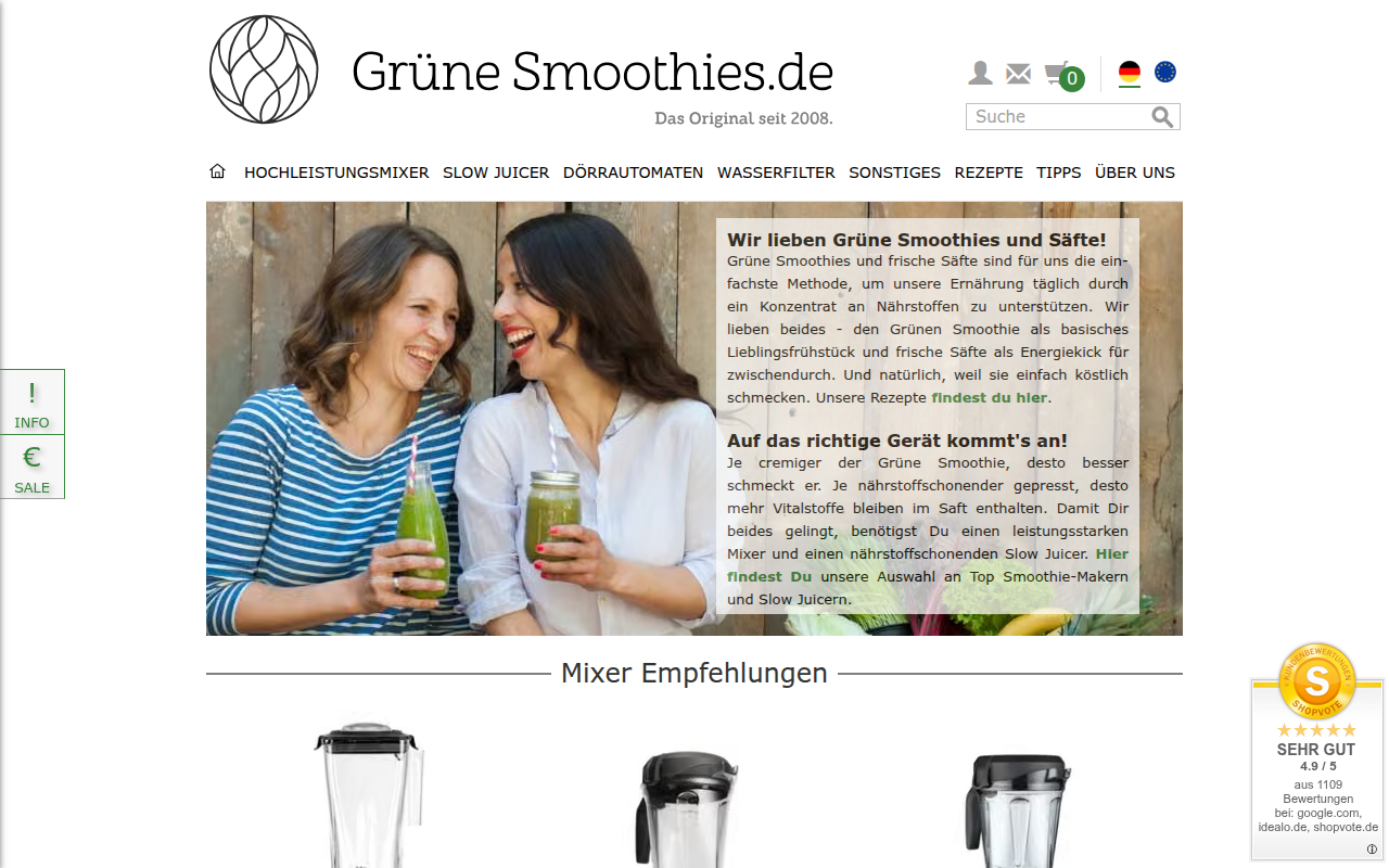 Screenshot van gruenesmoothies.de