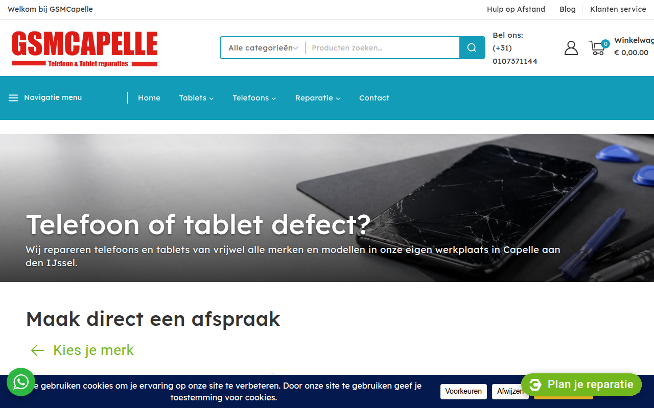 Screenshot van gsmcapelle.nl