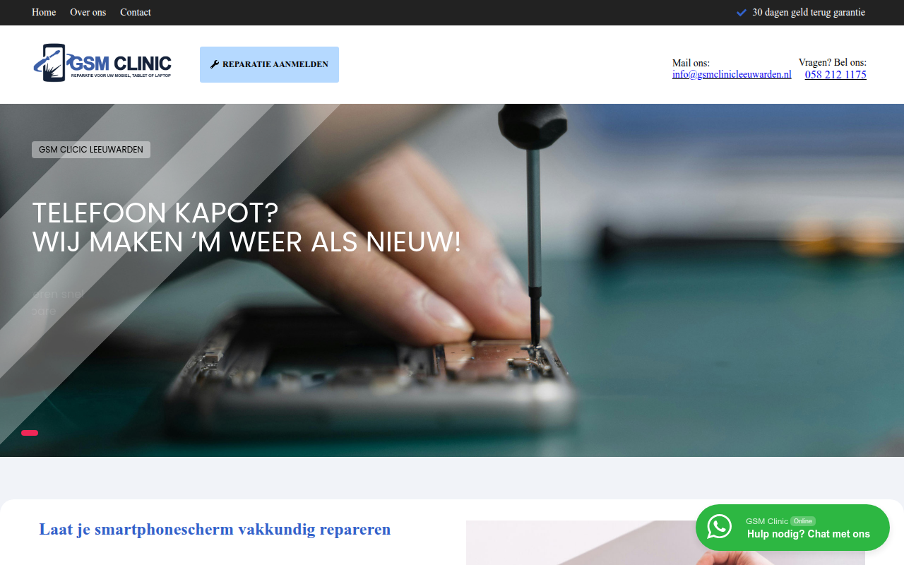 Screenshot van gsmclinicleeuwarden.nl