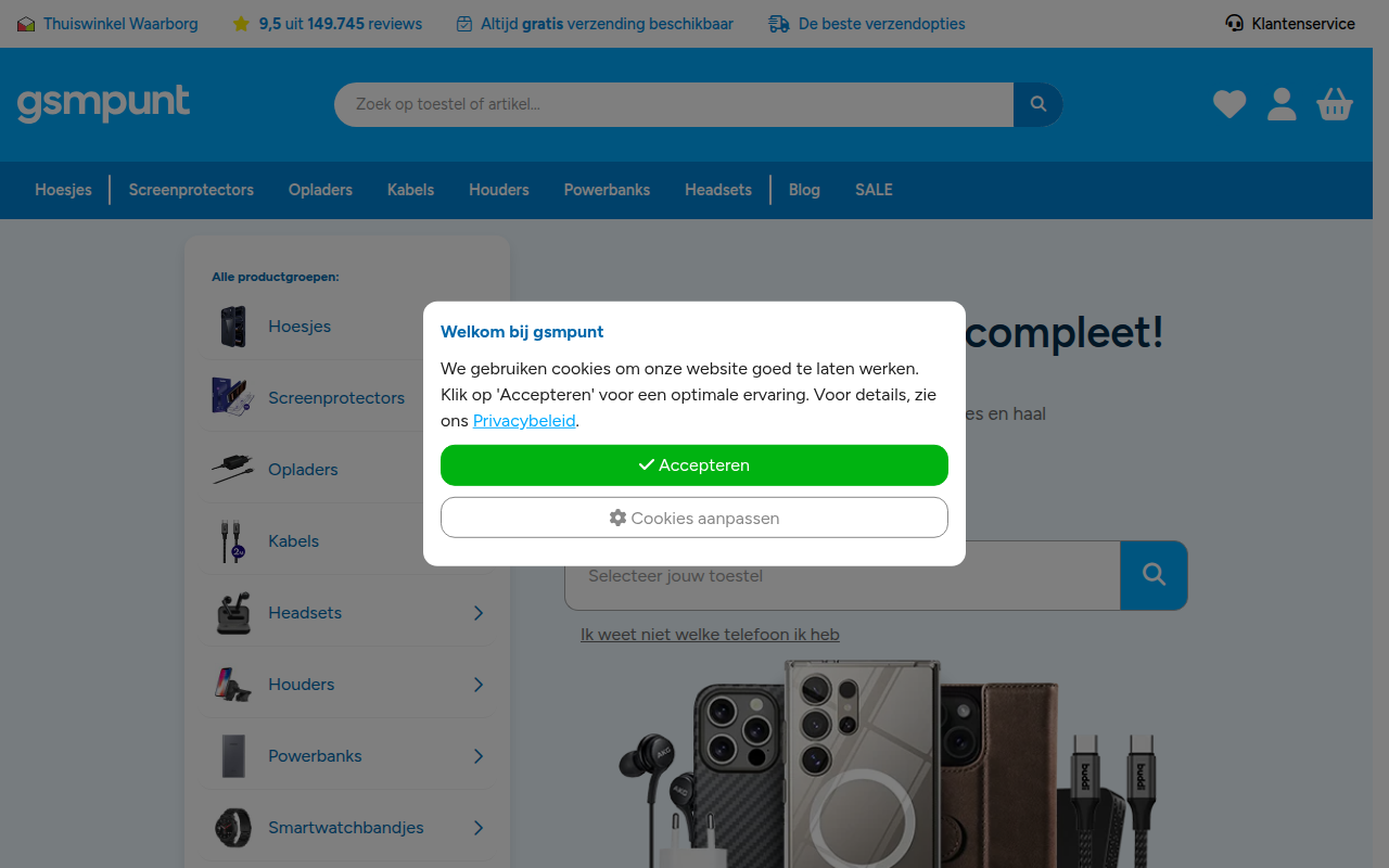 Screenshot van gsmpunt.nl
