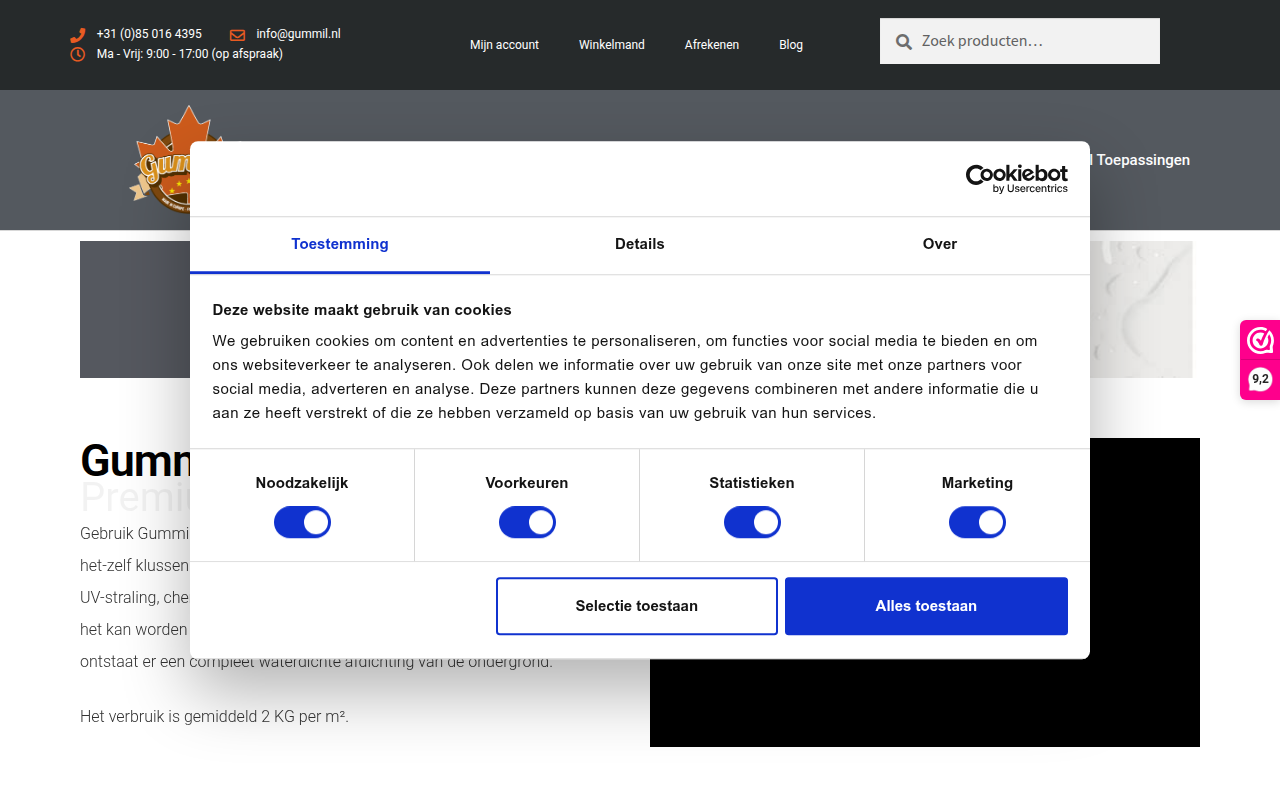 Screenshot van gummil.nl
