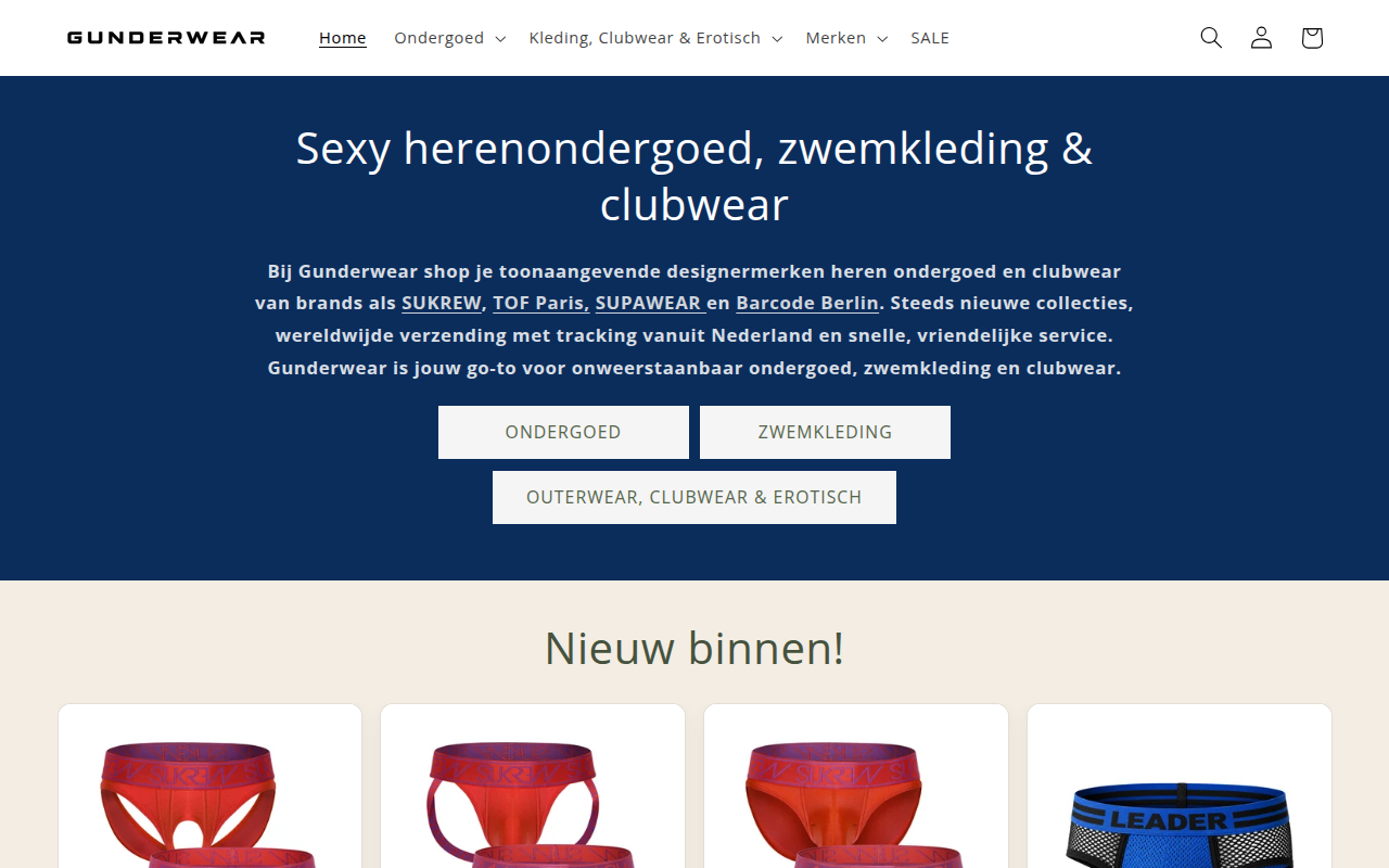 Screenshot van gunderwear.nl