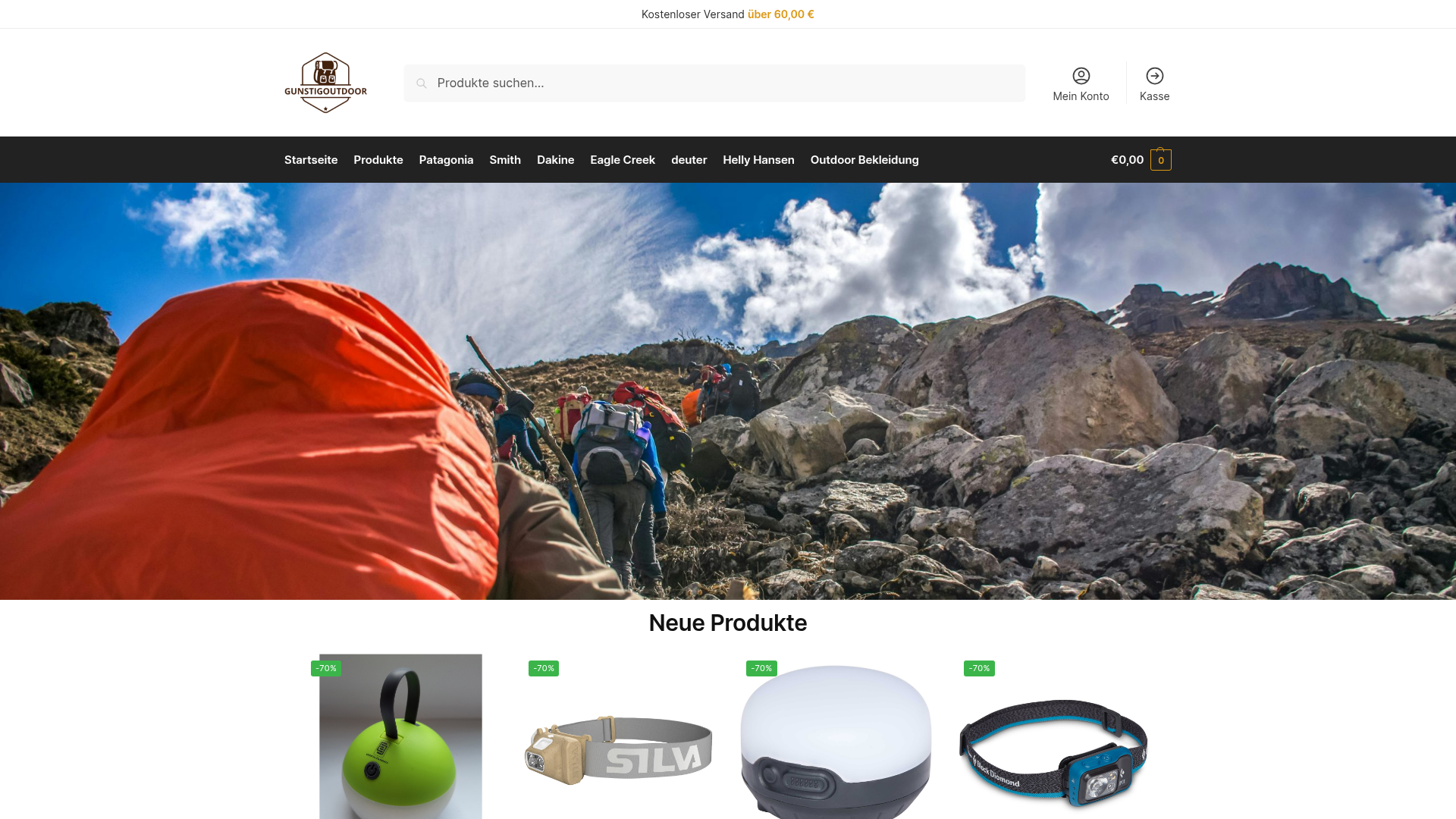 Screenshot van gunstigoutdoor.com