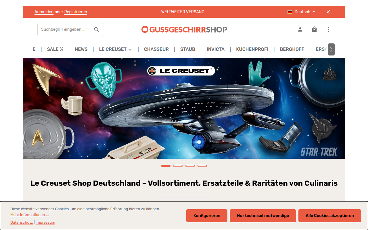 Screenshot van gussgeschirr.de