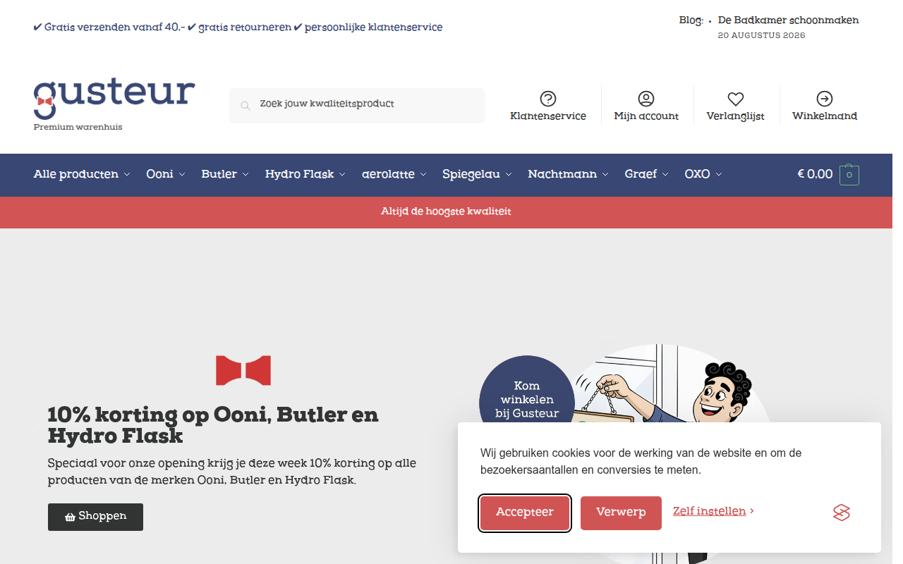 Screenshot van gusteur.com