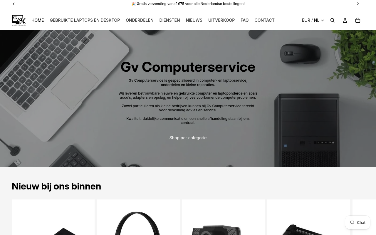 Screenshot van gvcomputerservice.nl