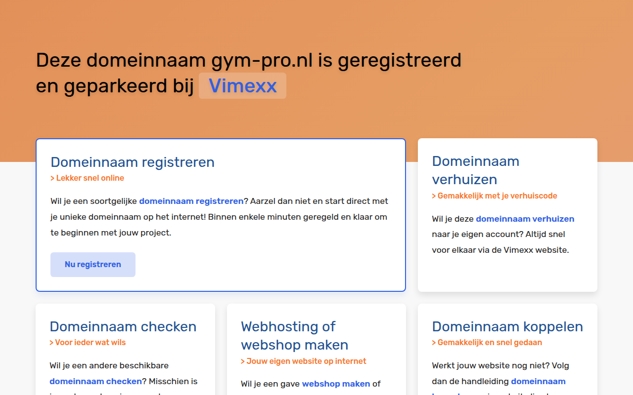 Screenshot van gym-pro.nl