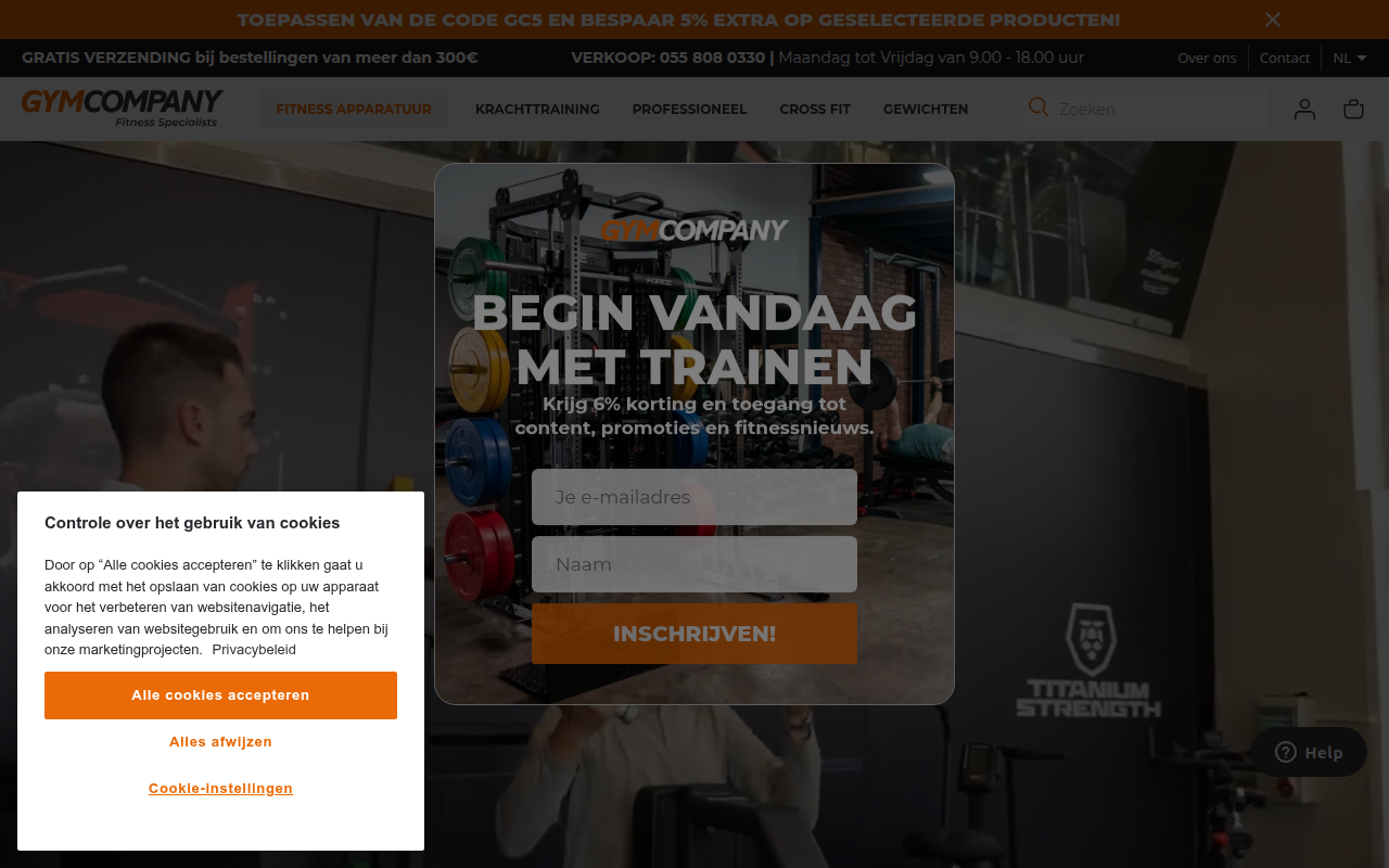 Screenshot van gymcompany.nl