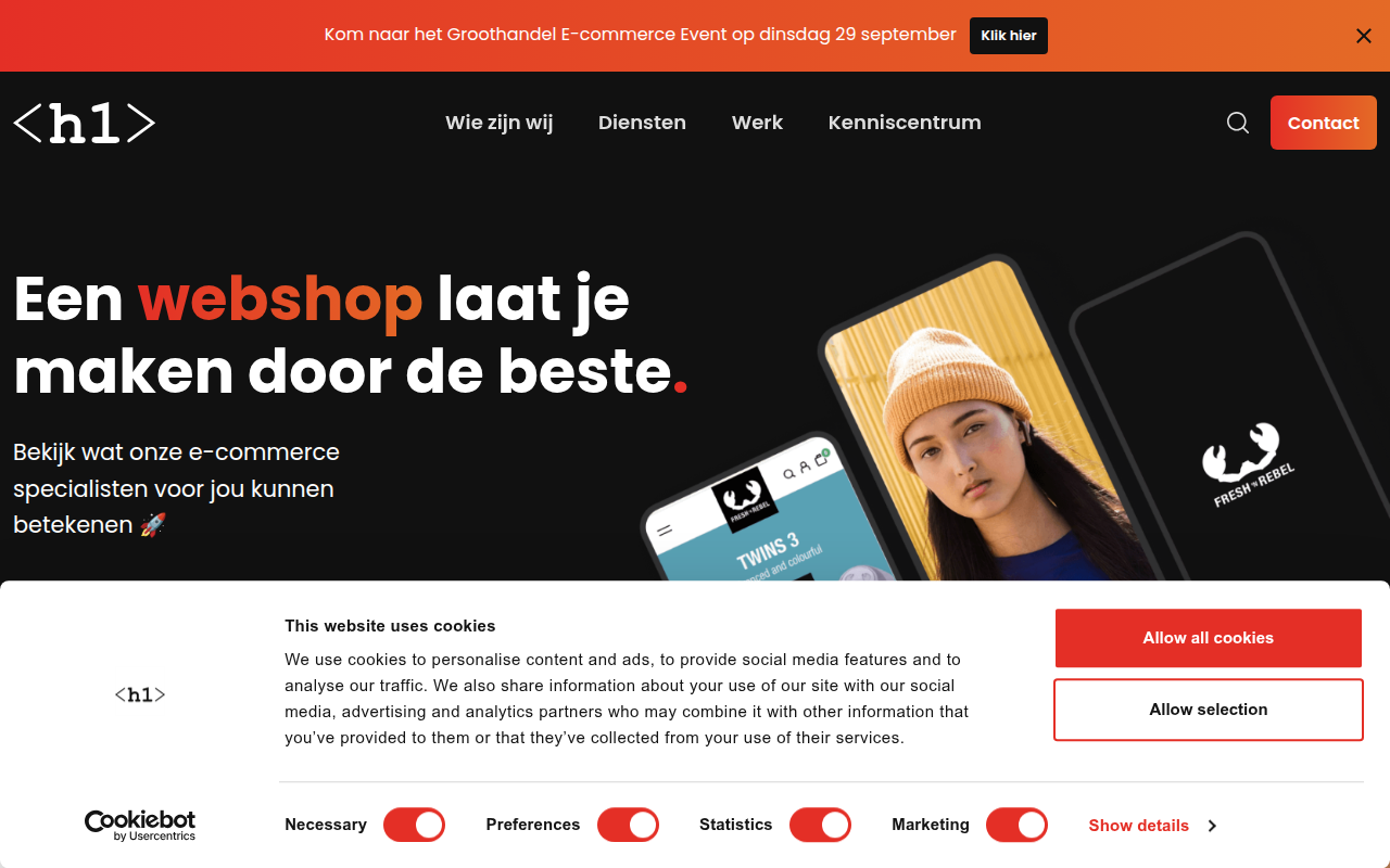 Screenshot van h1.nl