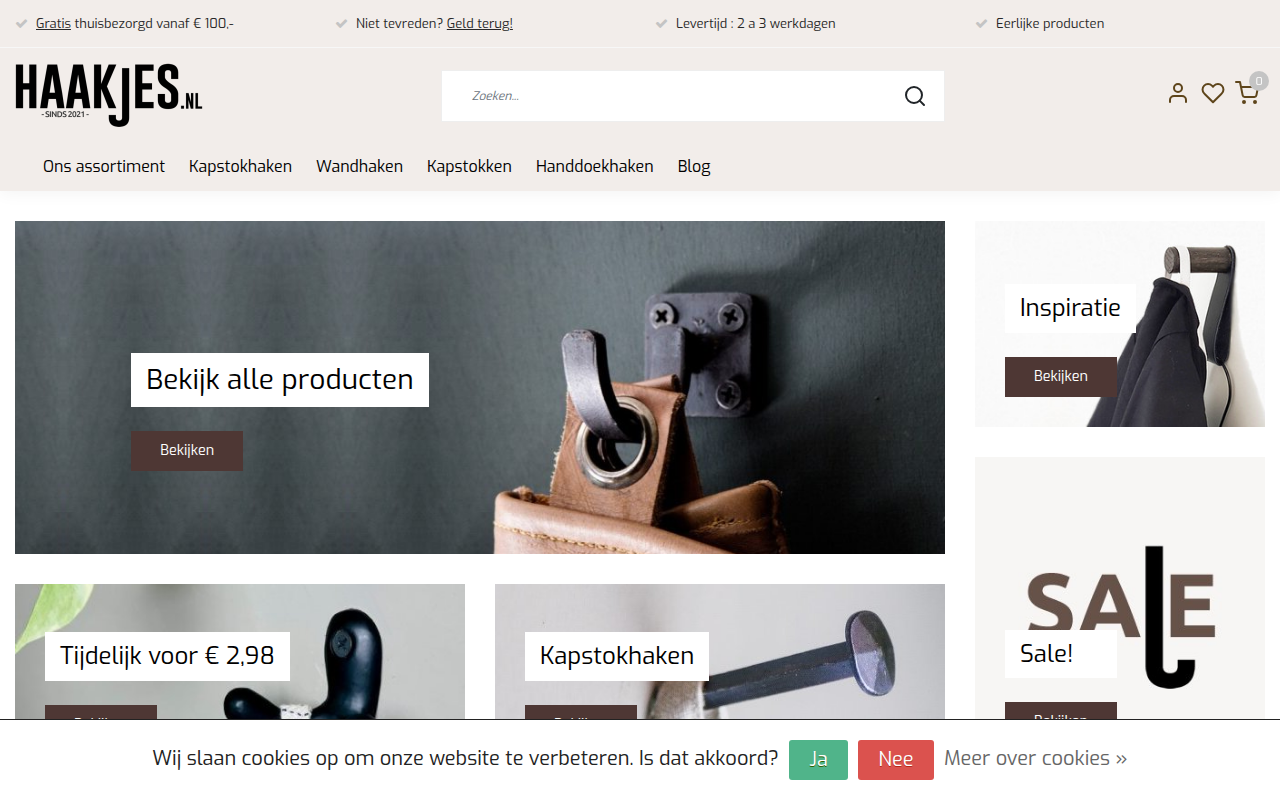 Screenshot van haakjes.nl