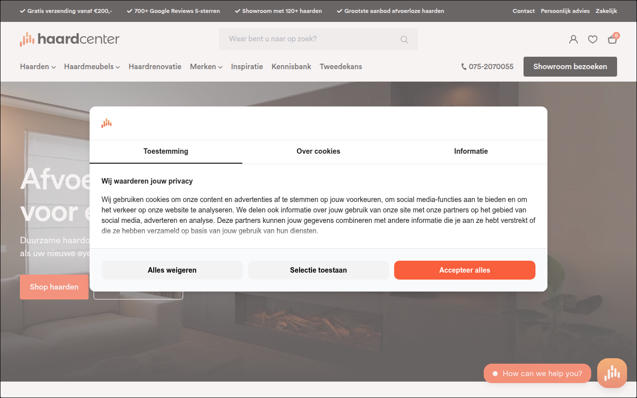 Screenshot van haardcenter.nl