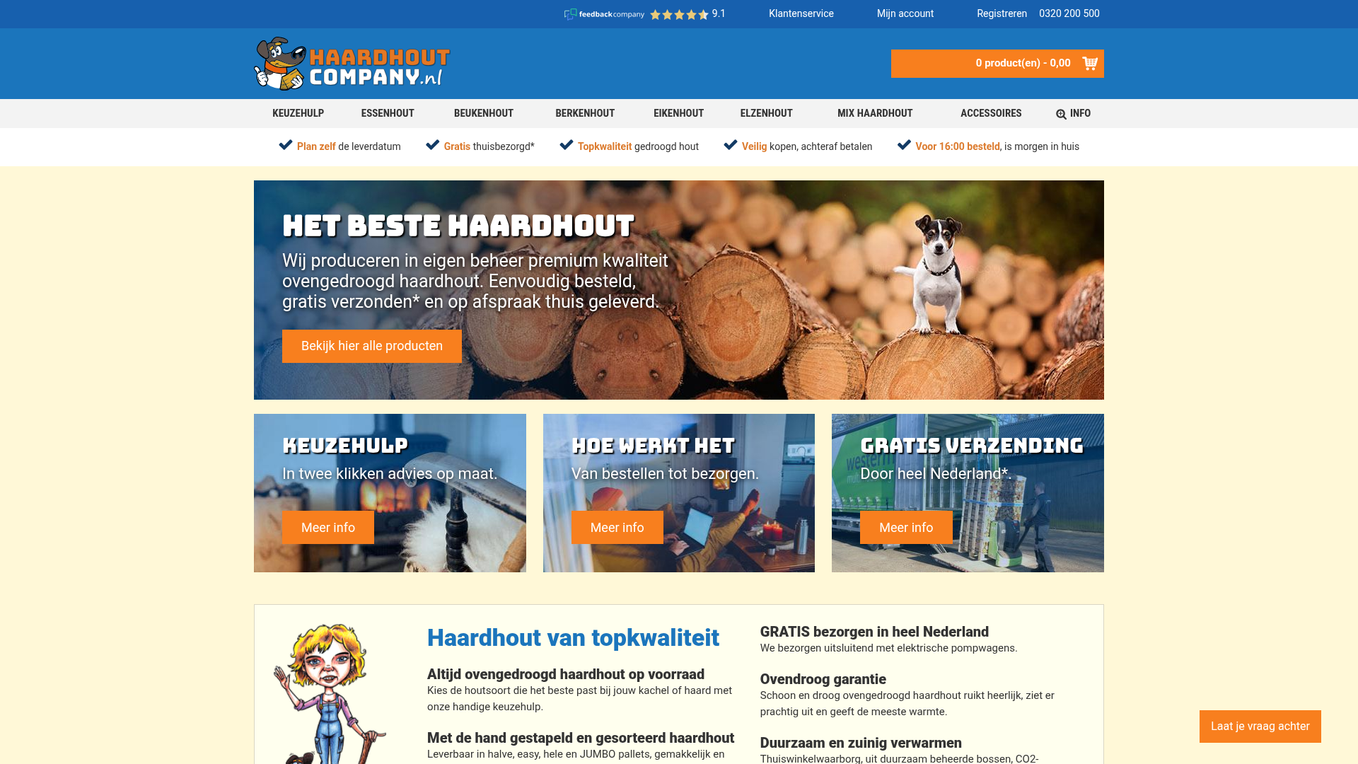Screenshot van haardhoutcompany.nl