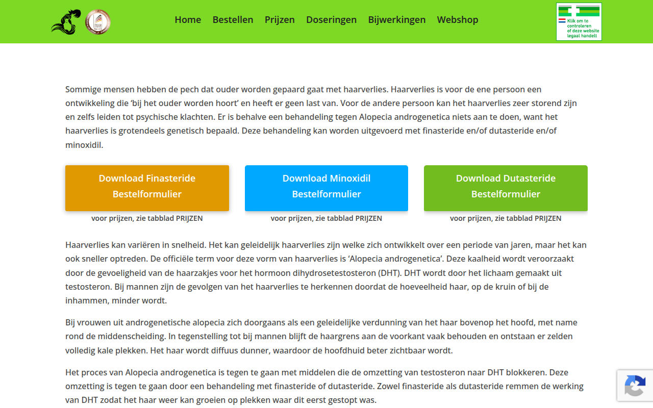 Screenshot van haargroeiapotheek.nl