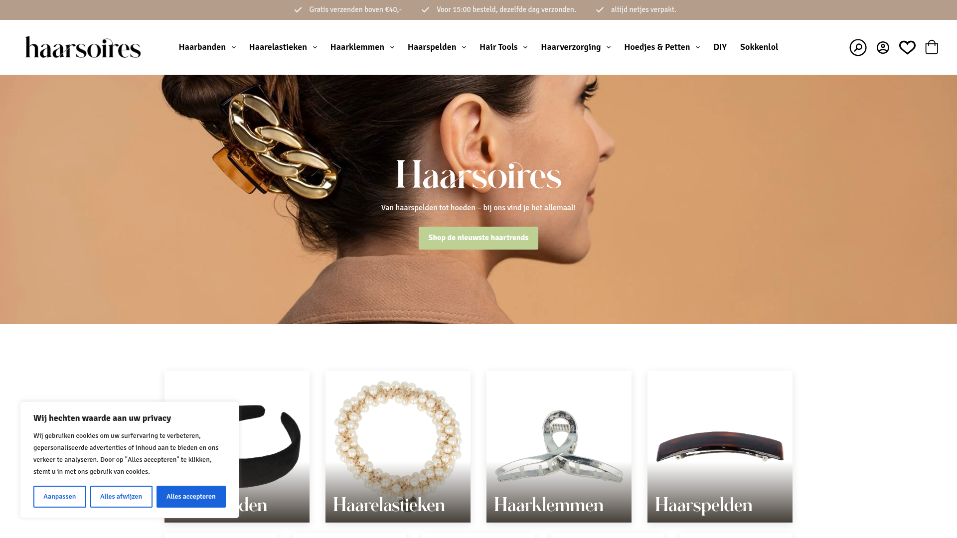 Screenshot van haarsoires.nl