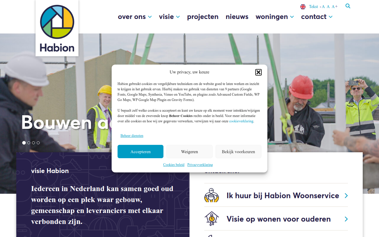 Screenshot van habion.nl