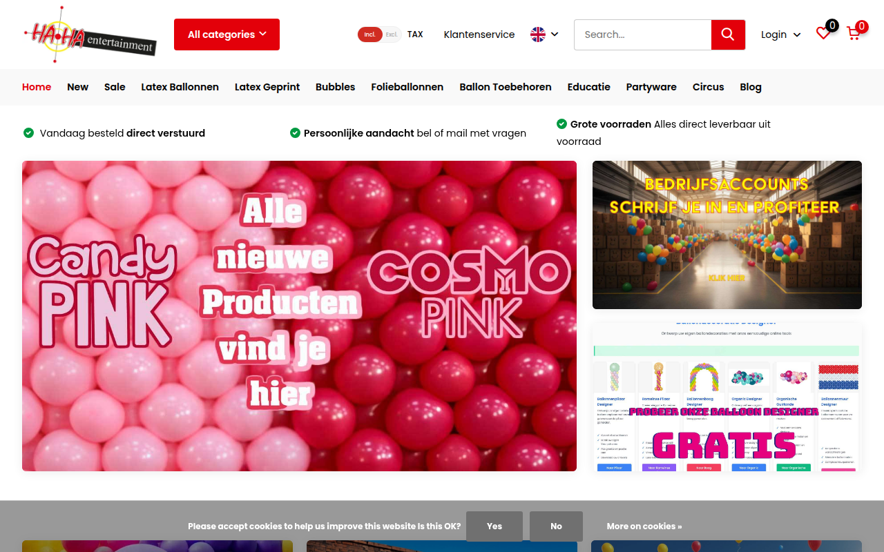 Screenshot van hahaentertainment.com