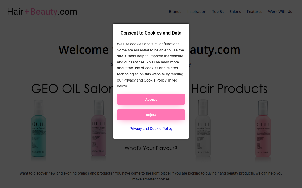 Screenshot van hairandbeauty.com