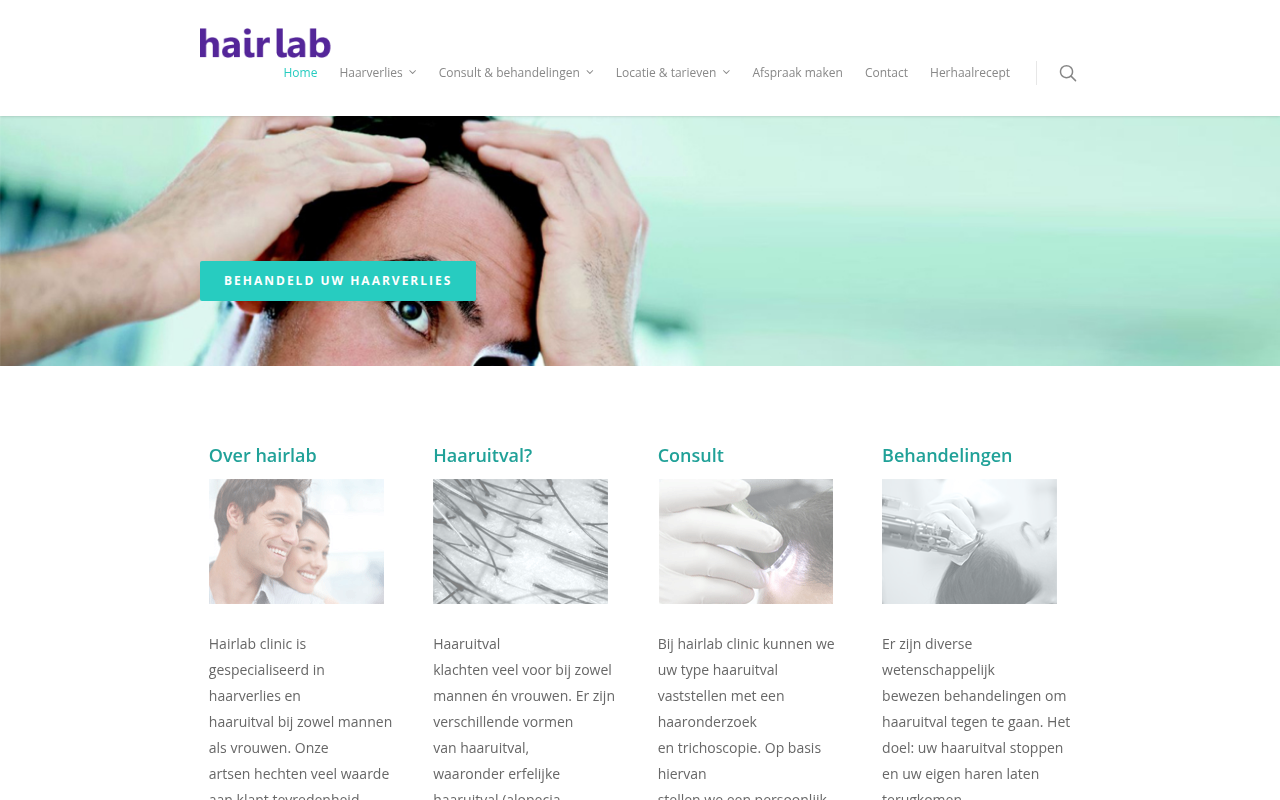 Screenshot van hairlab.nl