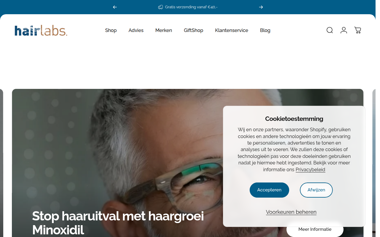 Screenshot van hairlabs.nl
