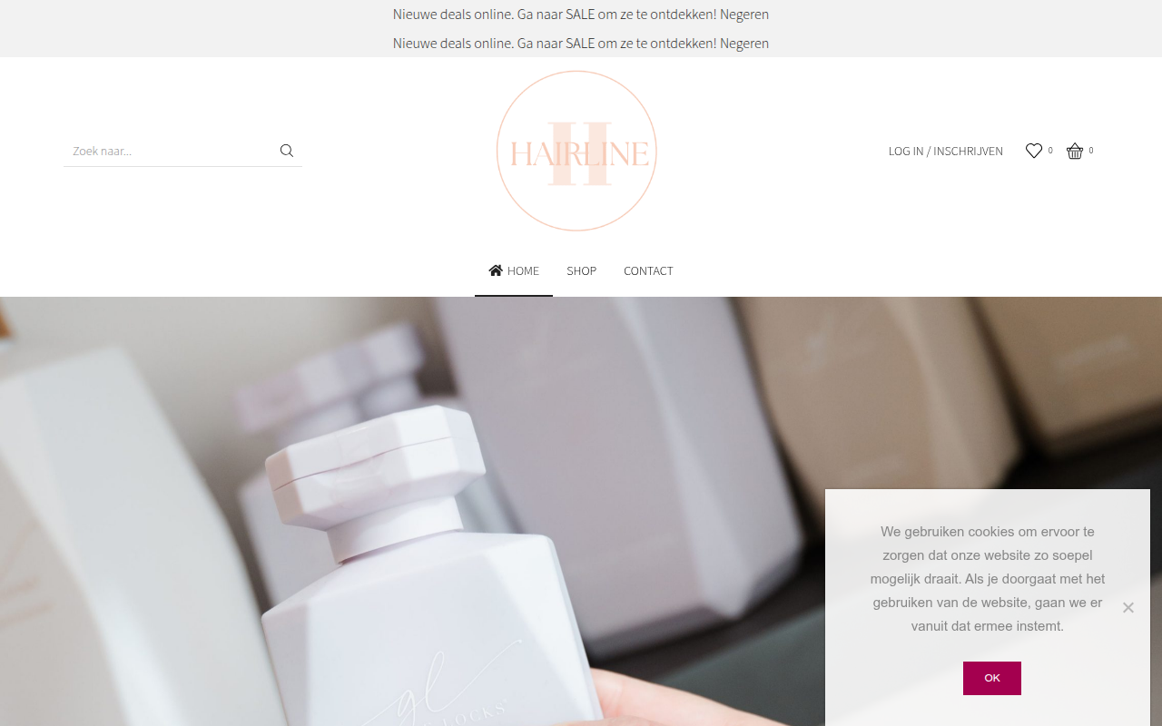 Screenshot van hairlineshop.be