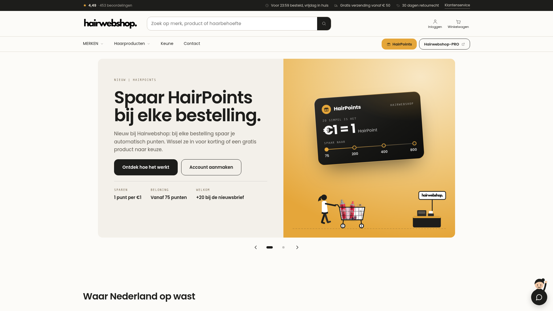 Screenshot van hairwebshop.com