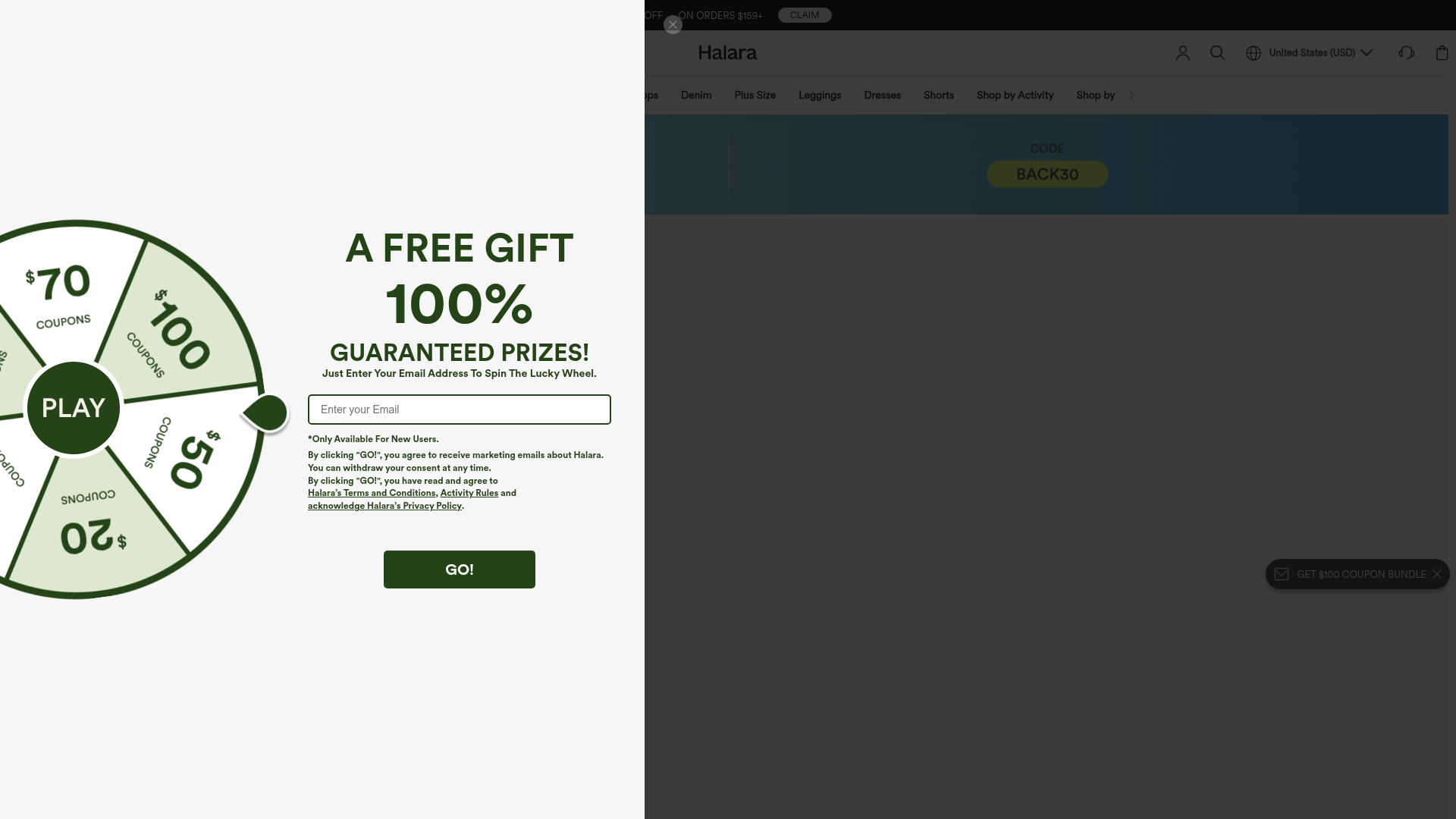 Screenshot van halara.com