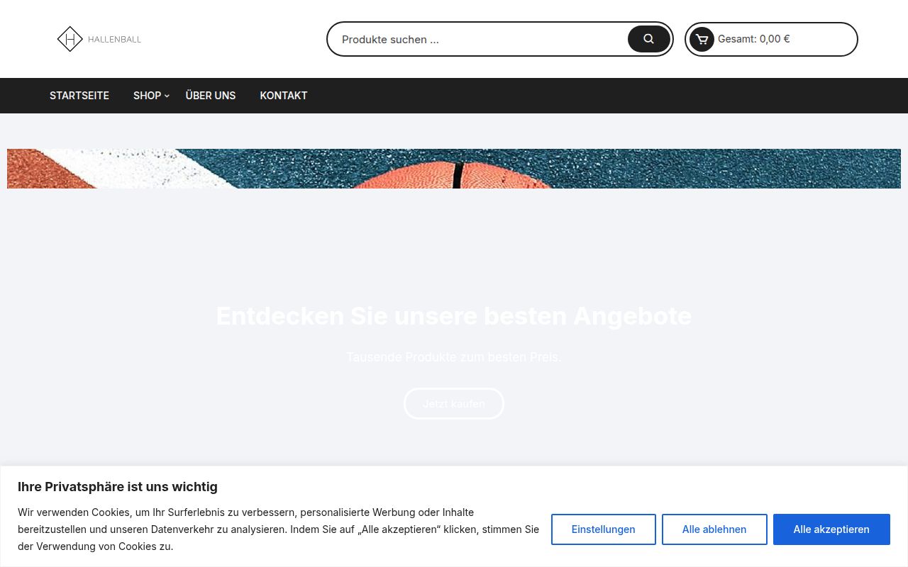 Screenshot van hallenball.com