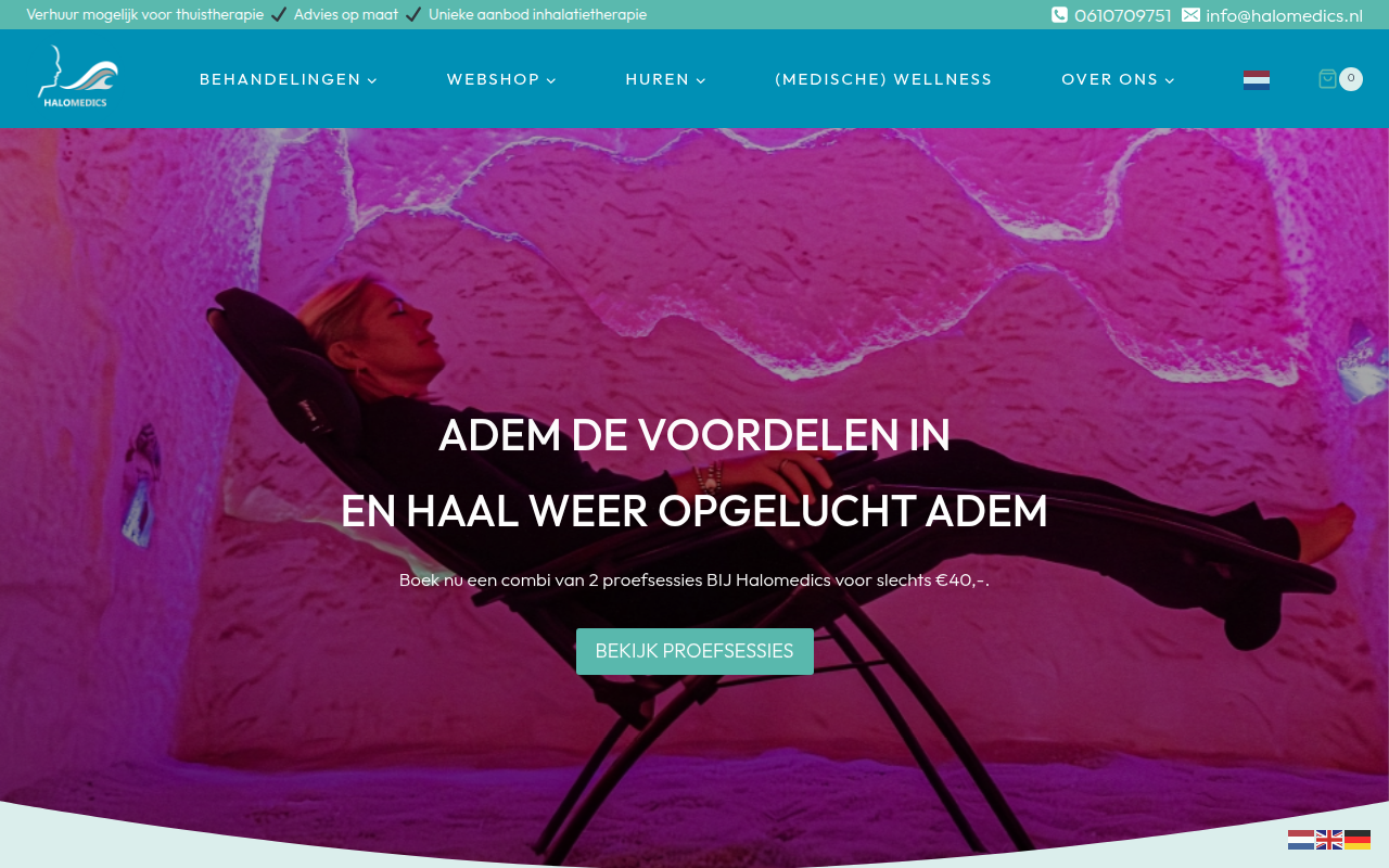 Screenshot van halomedics.nl