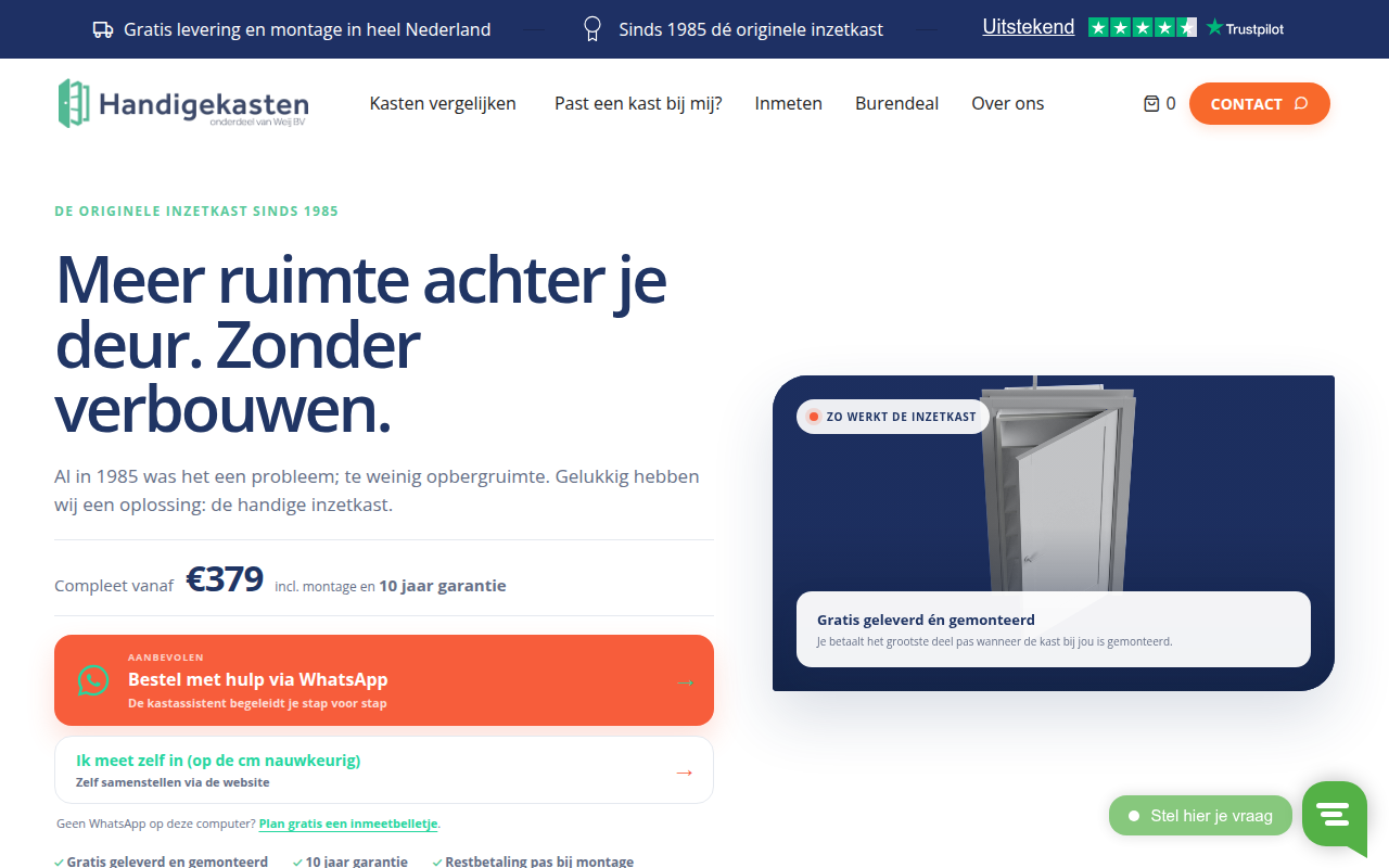 Screenshot van handigekasten.nl
