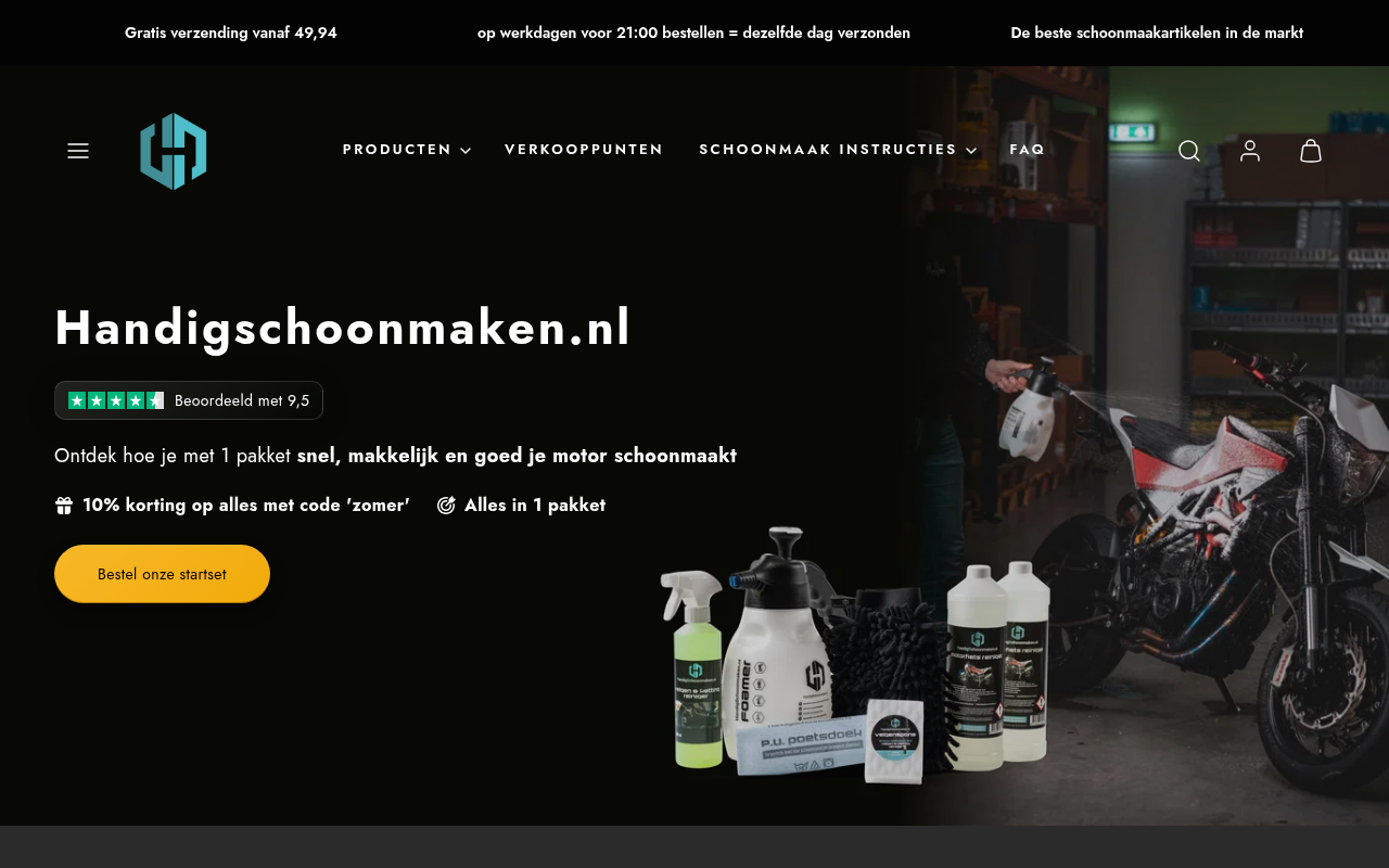 Screenshot van handigschoonmaken.nl