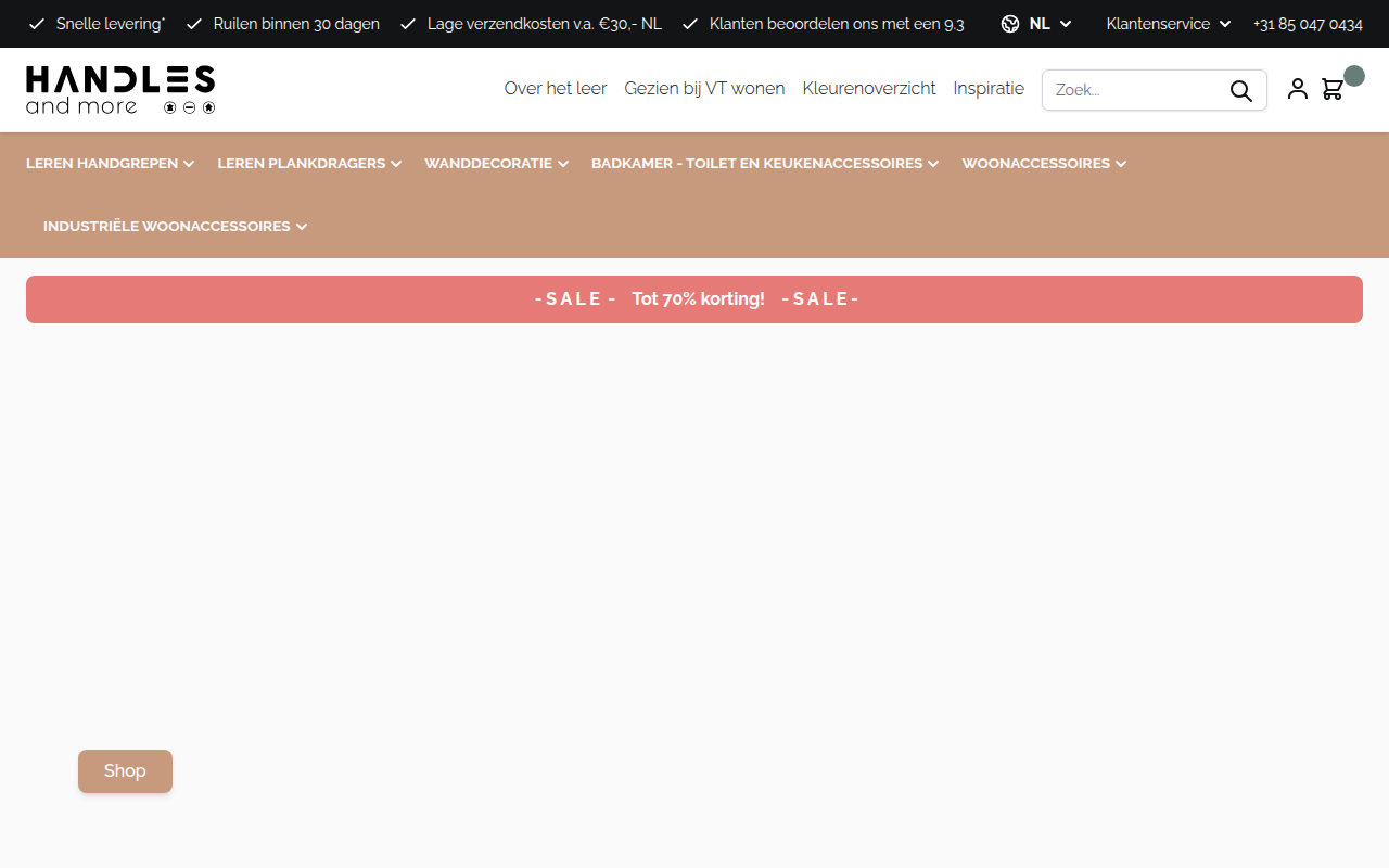 Screenshot van handlesandmore.nl