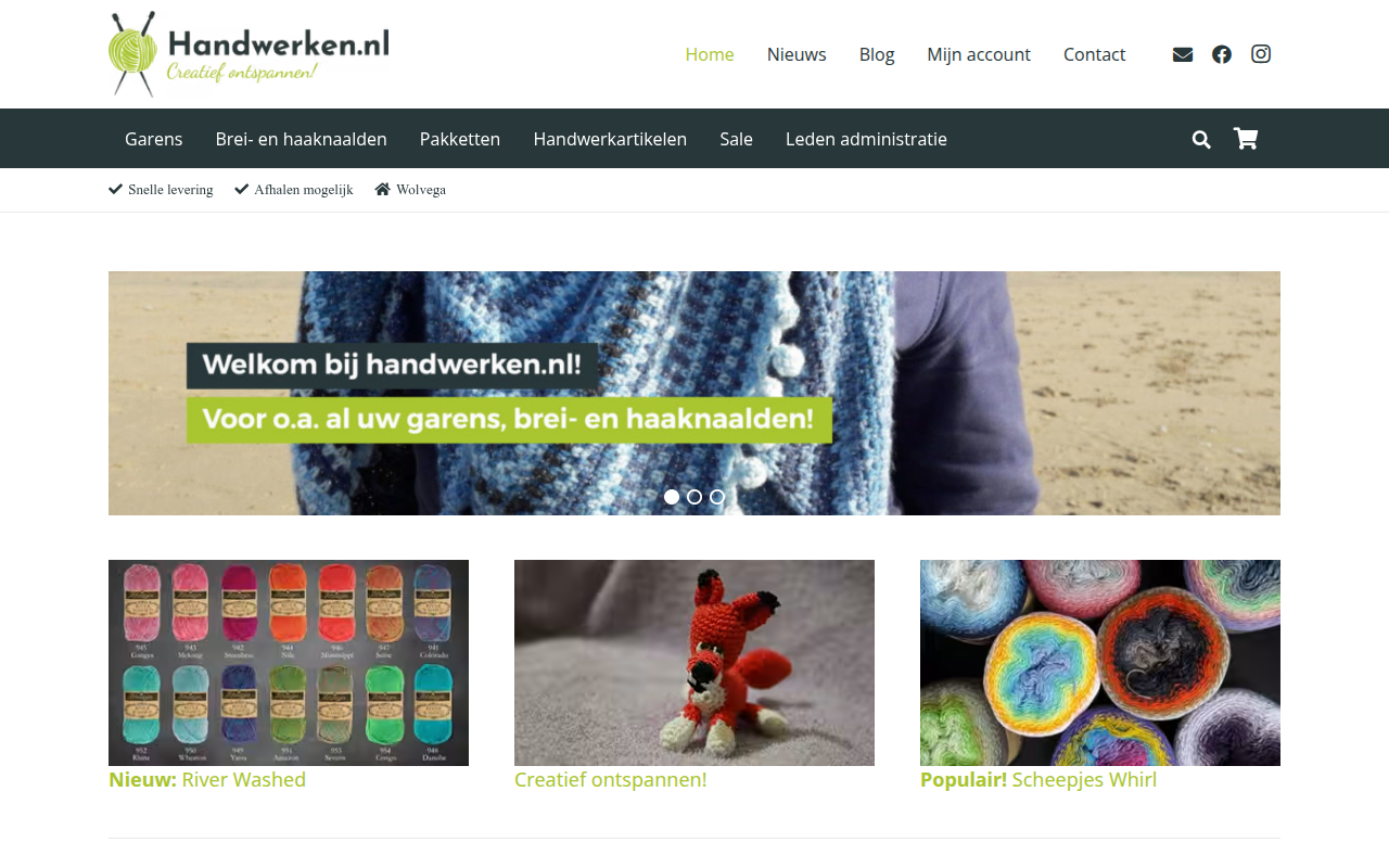 Screenshot van handwerken.nl