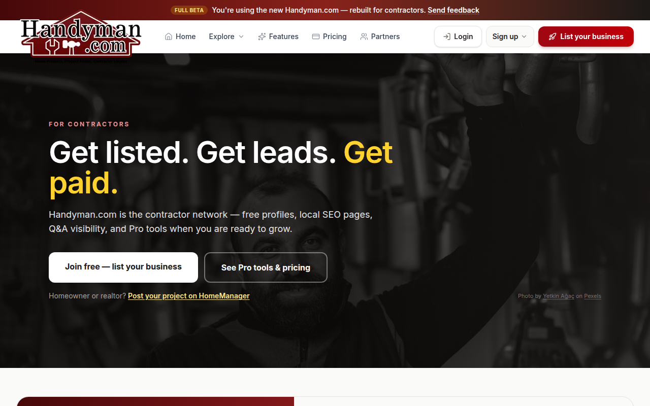 Screenshot van handyman.com