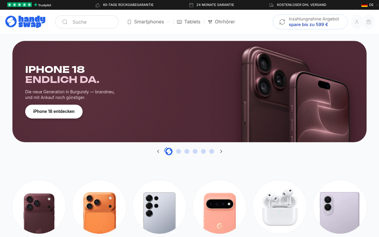 Screenshot van handyswap.com
