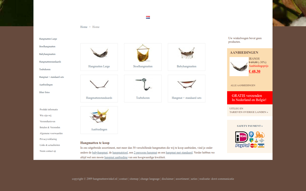 Screenshot van hangmattenwinkel.nl