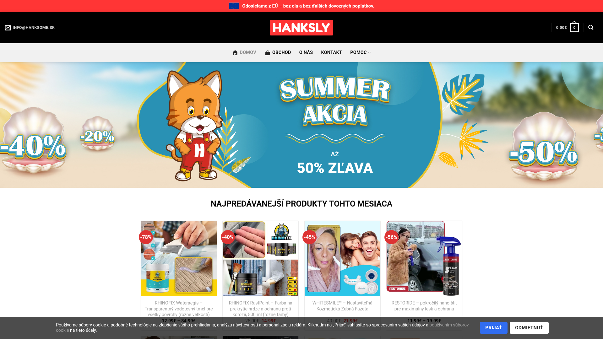 Screenshot van hanksly.sk