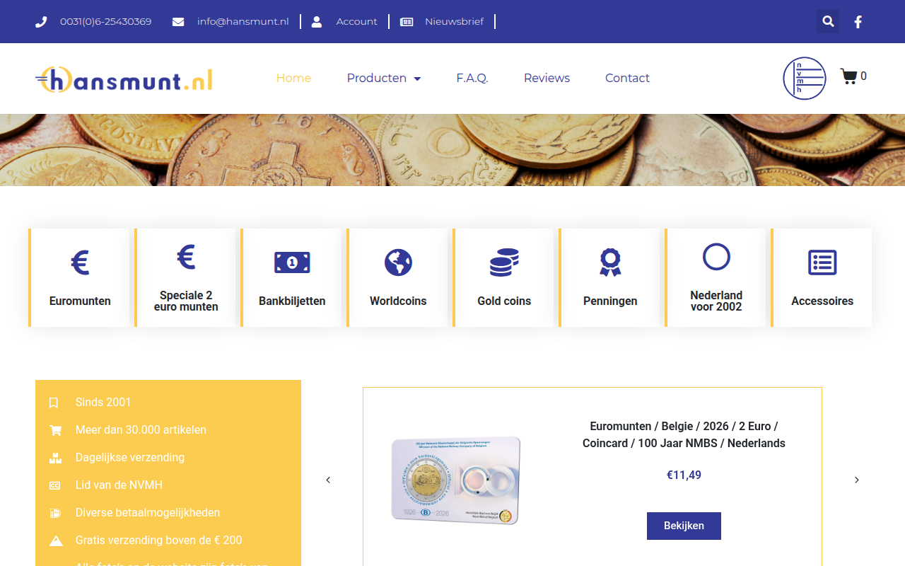 Screenshot van hansmunt.nl