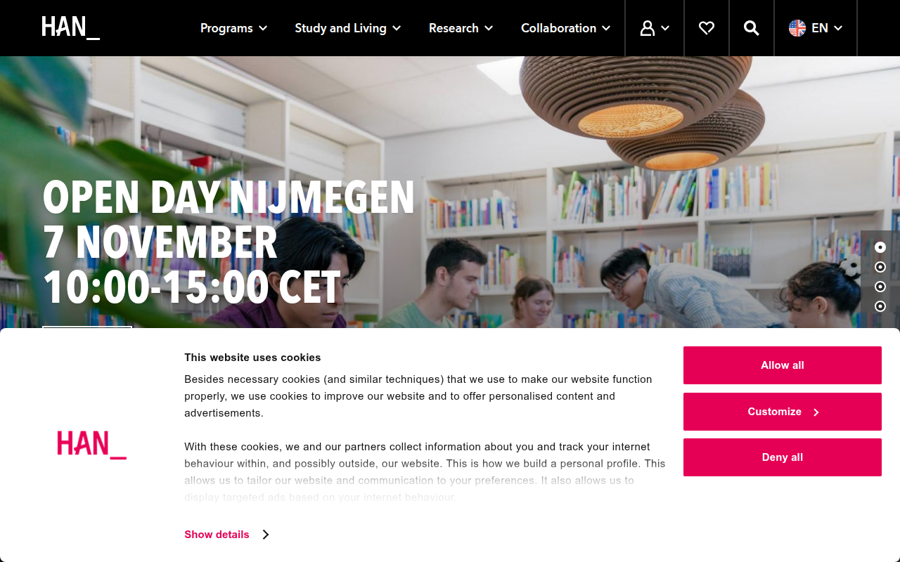 Screenshot van hanuniversity.com
