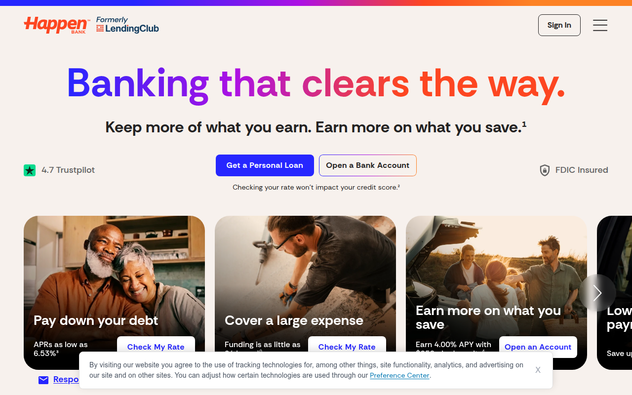 Screenshot van happen.com