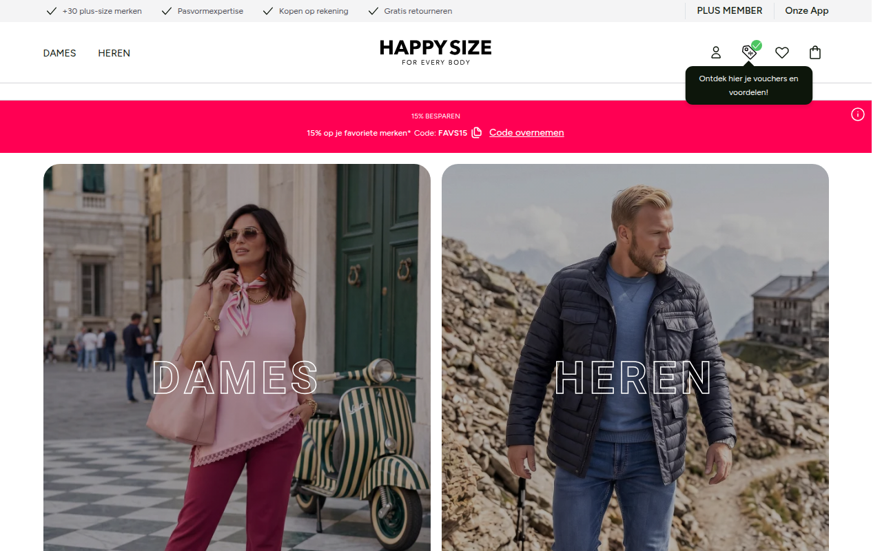 Screenshot van happy-size.nl